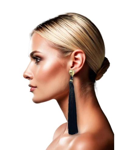 PENDIENTES LARGOS DE FLECOS NEGROS PARA MUJER | EL JARDIN DEL DESEO
