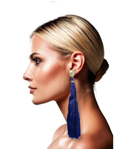 PENDIENTES MUJER LARGOS DE FLECOS AZULES MARINO | EL JARDIN DEL DESEO