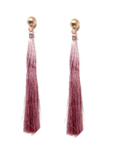 PENDIENTES MUJER LARGOS DE FLECOS ROSAS | EL JARDIN DEL DESEO