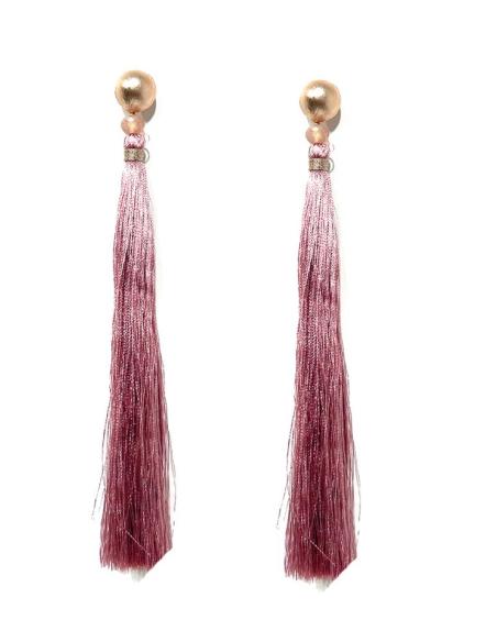 PENDIENTES MUJER LARGOS DE FLECOS ROSAS | EL JARDIN DEL DESEO