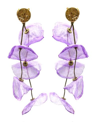 PENDIENTES DE SEDA LARGOS LILAS DE ESTILO BOHO | EL JARDIN DEL DESEO