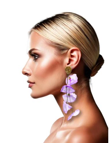 PENDIENTES DE SEDA LARGOS LILAS DE ESTILO BOHO | EL JARDIN DEL DESEO