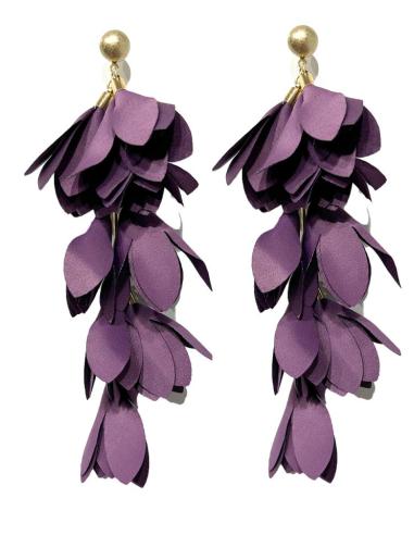 PENDIENTES BODA MORADOS BERENJENA DE TELA | EL JARDIN DEL DESEO