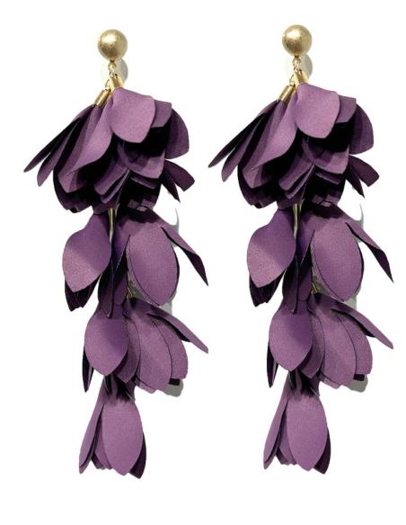 PENDIENTES BODA MORADOS BERENJENA DE TELA | EL JARDIN DEL DESEO