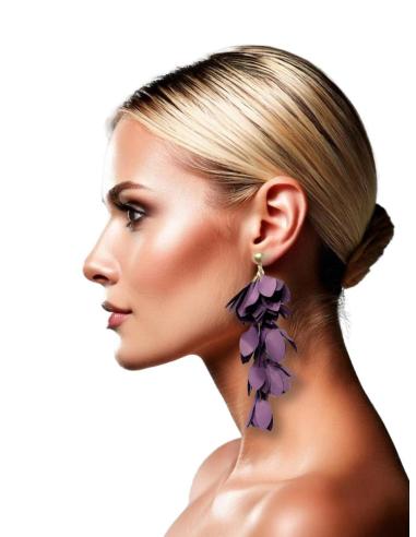 PENDIENTES BODA MORADOS BERENJENA DE TELA | EL JARDIN DEL DESEO