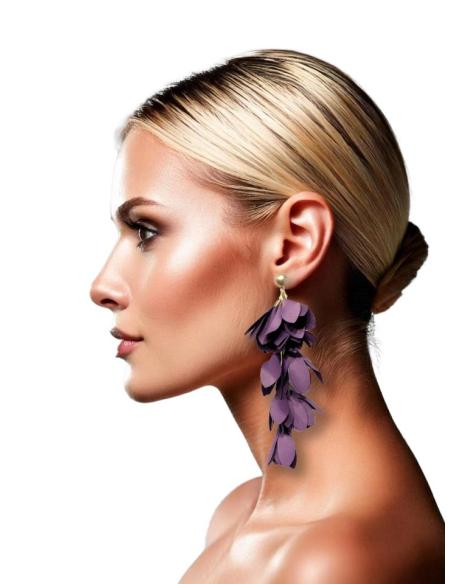PENDIENTES BODA MORADOS BERENJENA DE TELA | EL JARDIN DEL DESEO