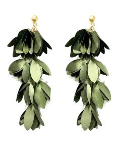 PENDIENTES LARGOS VERDE CAZA O MILITAR DE TELA | EL JARDIN DEL DESEO