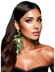 PENDIENTES LARGOS VERDE CAZA O MILITAR DE TELA | EL JARDIN DEL DESEO 2