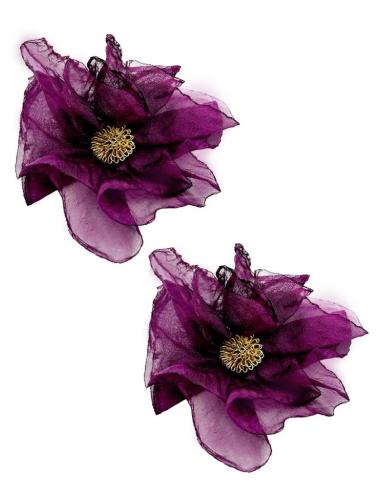PENDIENTES MORADOS CORTOS DE TELA PARA BODAS | EL JARDIN DEL DESEO