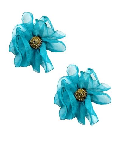 PENDIENTES BODA VERDE PETROLEO CORTOS DE TELA | EL JARDIN DEL DESEO