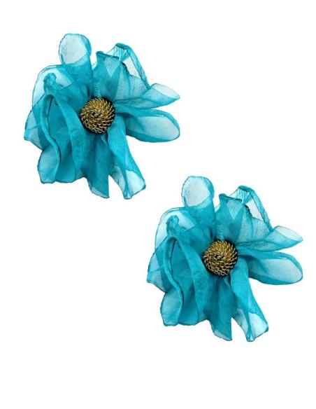 PENDIENTES BODA VERDE PETROLEO CORTOS DE TELA | EL JARDIN DEL DESEO