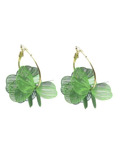 PENDIENTES MUJER DE ARO Y PETALOS DE COLOR | JOYITAS ACERO