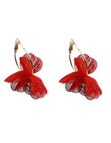 PENDIENTES MUJER DE ARO Y PETALOS DE COLOR | JOYITAS ACERO