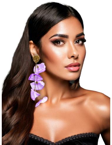 PENDIENTES DE SEDA LARGOS LILAS DE...