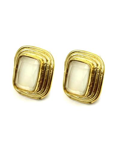 PENDIENTES DE MUJER CORTOS DORADOS Y PIEDRA COLOR | EL JARDIN DEL DESEO
