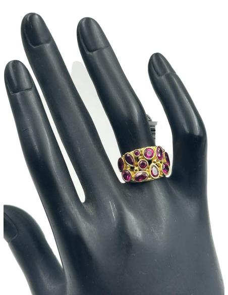 ANILLOS MUJER DORADOS Y FUCSIAS PEDRERIA ELEGANTE | EL JARDIN DEL DESEO