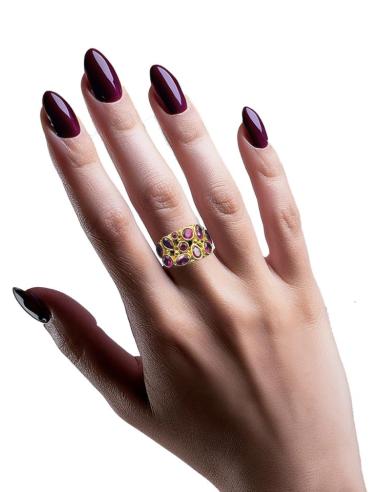 ANILLOS MUJER DORADOS Y FUCSIAS PEDRERIA ELEGANTE | EL JARDIN DEL DESEO