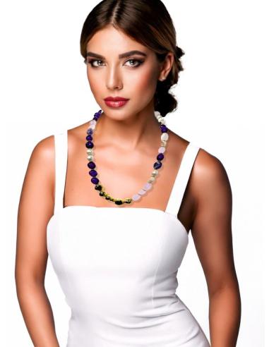 COLLARES MUJER PERLAS Y PIEDRAS AMATISTA Y CUARZO ROSA | EL JARDIN DEL DESEO