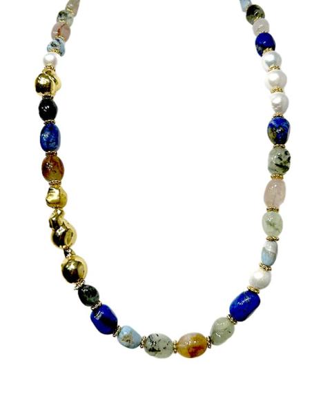 COLLARES MUJER PERLAS Y PIEDRAS AZUL LAPISLAZULI | EL JARDIN DEL DESEO
