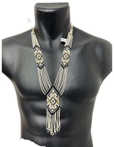 COLLARES BLANCOS Y NEGROS LARGOS DISEÑO CHAQUIRA COLOMBIANO