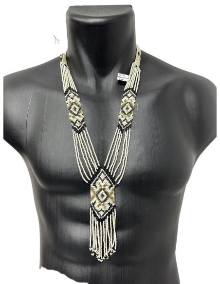 COLLARES BLANCOS Y NEGROS LARGOS DISEÑO CHAQUIRA COLOMBIANO