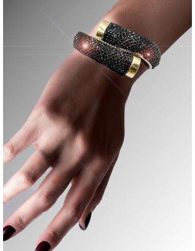 PULSERAS MUJER NEGRAS EN CRISTAL FIESTA AJUSTABLES | EL JARDIN DEL DESEO