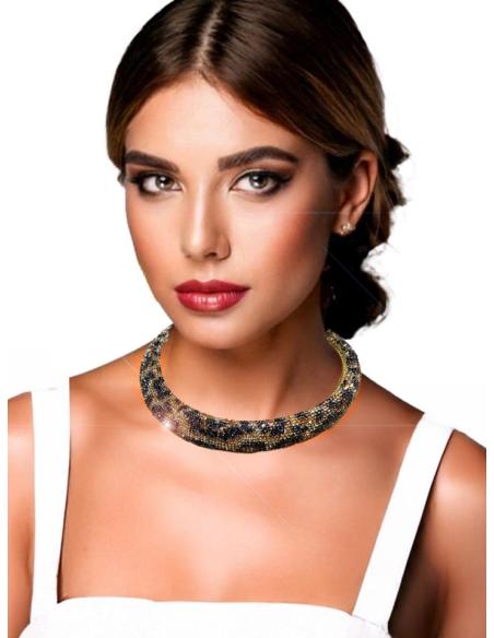 COLLARES MUJER DE CRISTAL BRILLO EN ANIMAL PRINT | EL JARDIN DEL DESEO