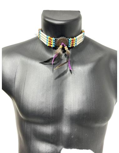 COLLARES CHOKER ESILO NAVAJO BLANCOS DE HUESO Y MULTICOLOR