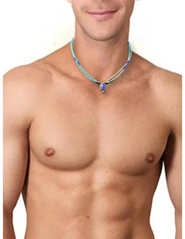 COLLARES DE PIEDRA AZULES CON CORAL Y DIJE LAPISLAZULI