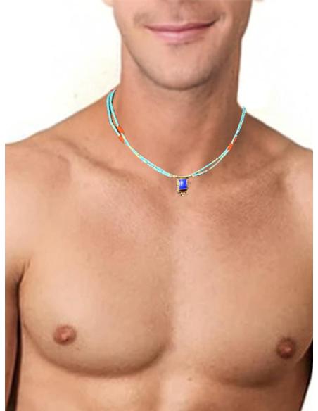 COLLARES DE PIEDRAS AZULES TURQUESAS Y DIJE LAPISLAZULI