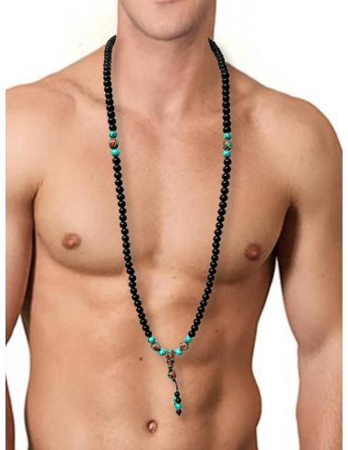 COLLARES HOMBRE JAPAS MALAS PIEDRA SHALIGRAM NEGRA