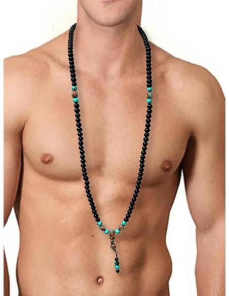 COLLARES HOMBRE JAPAS MALAS PIEDRA SHALIGRAM NEGRA