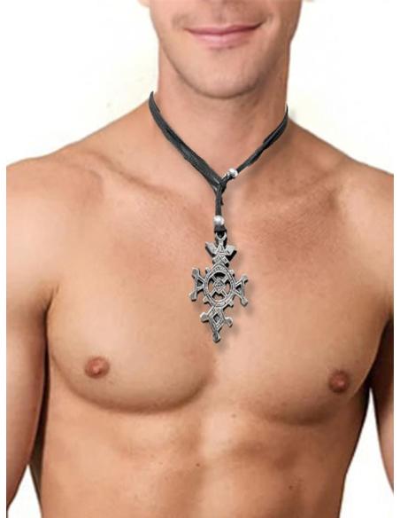 CRUZ TUAREG DE LOS HOMBRES AZULES DEL DESIERTO COLLARES CON CRUCES PLATEADAS