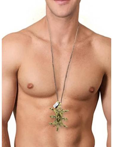 COLLARES HOMBRE CON CRUZ TUAREG DORADA MODA UNISEX