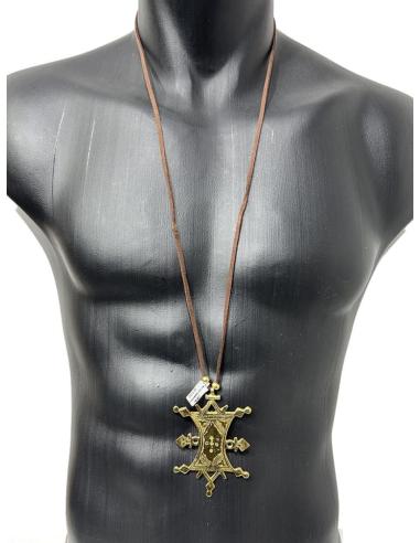 COLLARES HOMBRE CON CRUZ TUAREG DORADA MODA UNISEX
