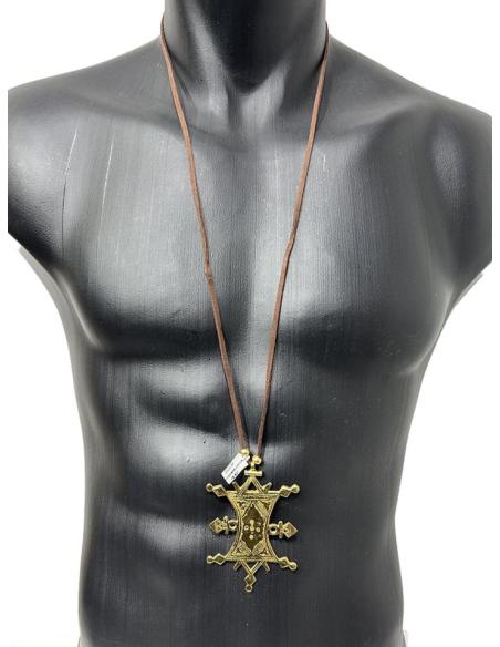 COLLARES HOMBRE CON CRUZ TUAREG DORADA MODA UNISEX