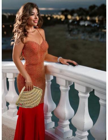 BOLSOS DORADOS UNICOS DE PEDRERIA Y ASA DE MANO | MODA INVITADAS