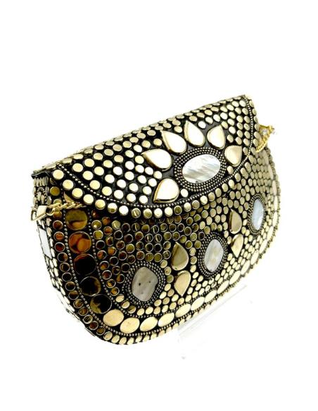 BOLSOS DORADOS CON NACAR COFRES METAL PARA BODA | ACCESORIOS INVITADAS