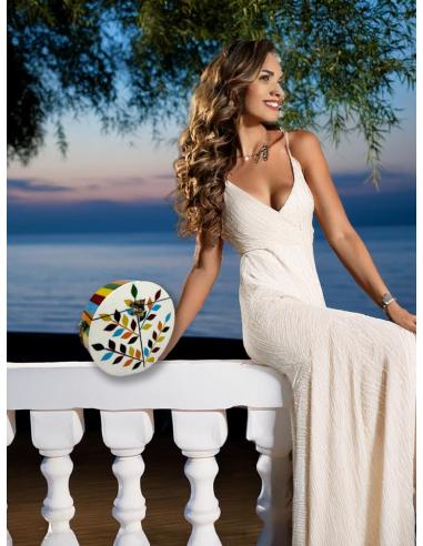 BOLSOS REDONDOS COFRE PIEDRA BLANCO Y MULTICOLOR | ACCESORIOS BODAS