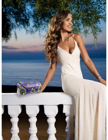 BOLSOS MORADOS DE INVITADA BODAS COFRE MOSAICO | ACCESORIOS MODA