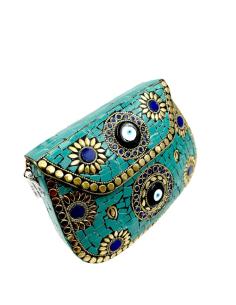 BOLSOS VERDES TURQUESA COFRE DE MOSAICO PARA BODAS | MODA MUJER