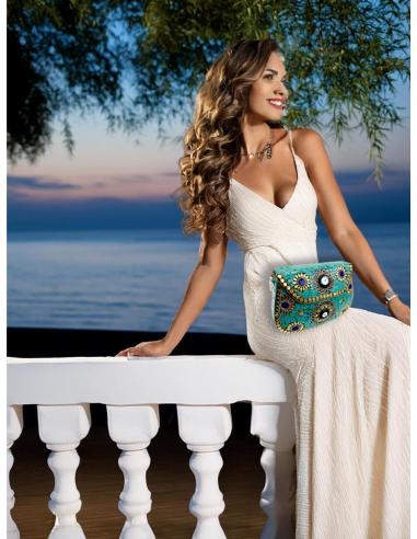 BOLSOS VERDES TURQUESA COFRE DE MOSAICO PARA BODAS | MODA MUJER