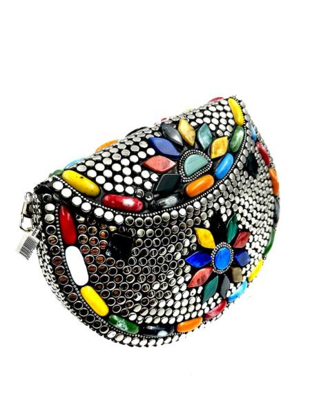 BOLSOS ORIGINALES PLATEADOS COFRE MULTICOLOR | ACCESORIOS UNICOS