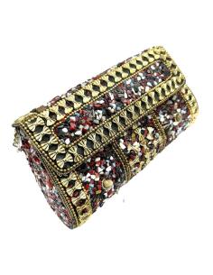 BOLSOS MUJER NEGROS Y GRANATES COFRE DE PEDRERIA | BOLSOS BODA