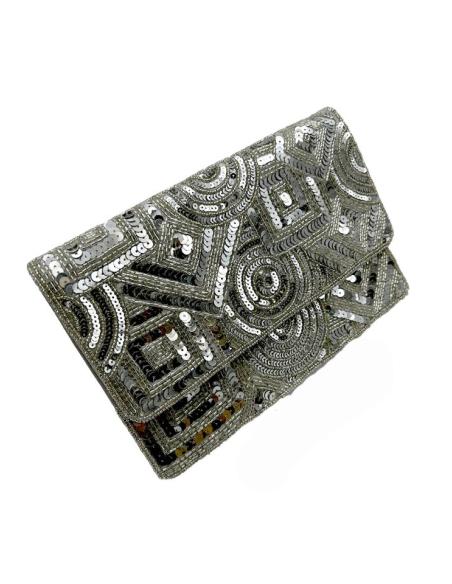 BOLSOS DE FIESTA PLATEADOS CARTERA CON LENTEJUELAS | ACCESORIOS BODA