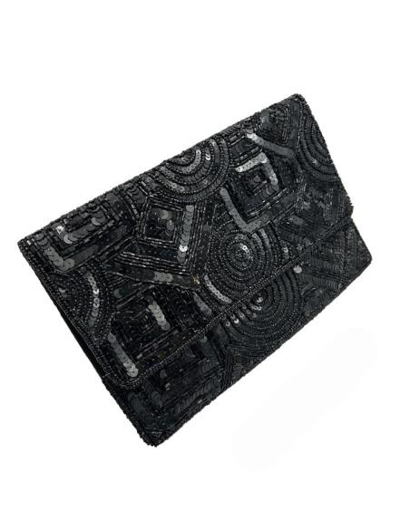 BOLSOS DE FIESTA NEGROS CARTERA CON LENTEJUELAS | ACCESORIOS BODA