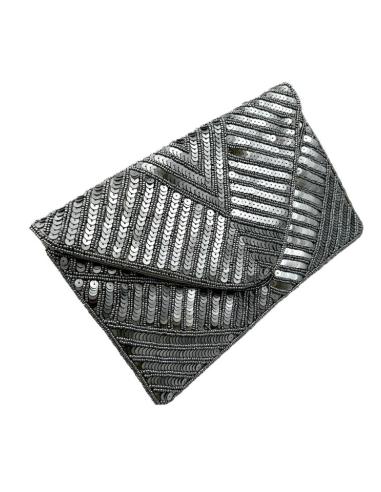 BOLSOS BODA PLATEADOS MATE CARTERA CON LENTEJUELAS | BOLSOS MUJER