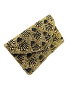 BOLSOS MUJER DORADOS CARTERAS DECORADAS EN NEGRO | ACCESORIOS BODA