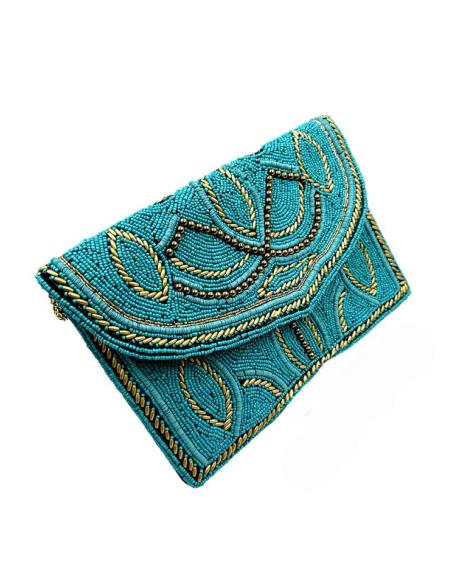 BOLSOS AZULES TURQUESAS CARTERAS BODA CON PEDRERIA | COMPLEMENTOS MUJER