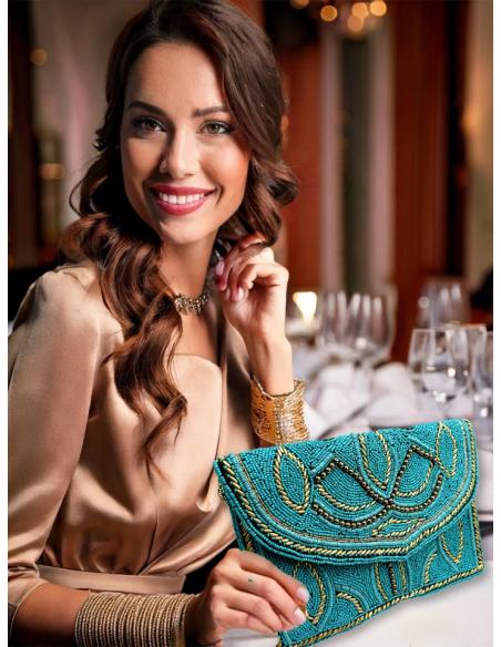 BOLSOS AZULES TURQUESAS CARTERAS BODA CON PEDRERIA | COMPLEMENTOS MUJER
